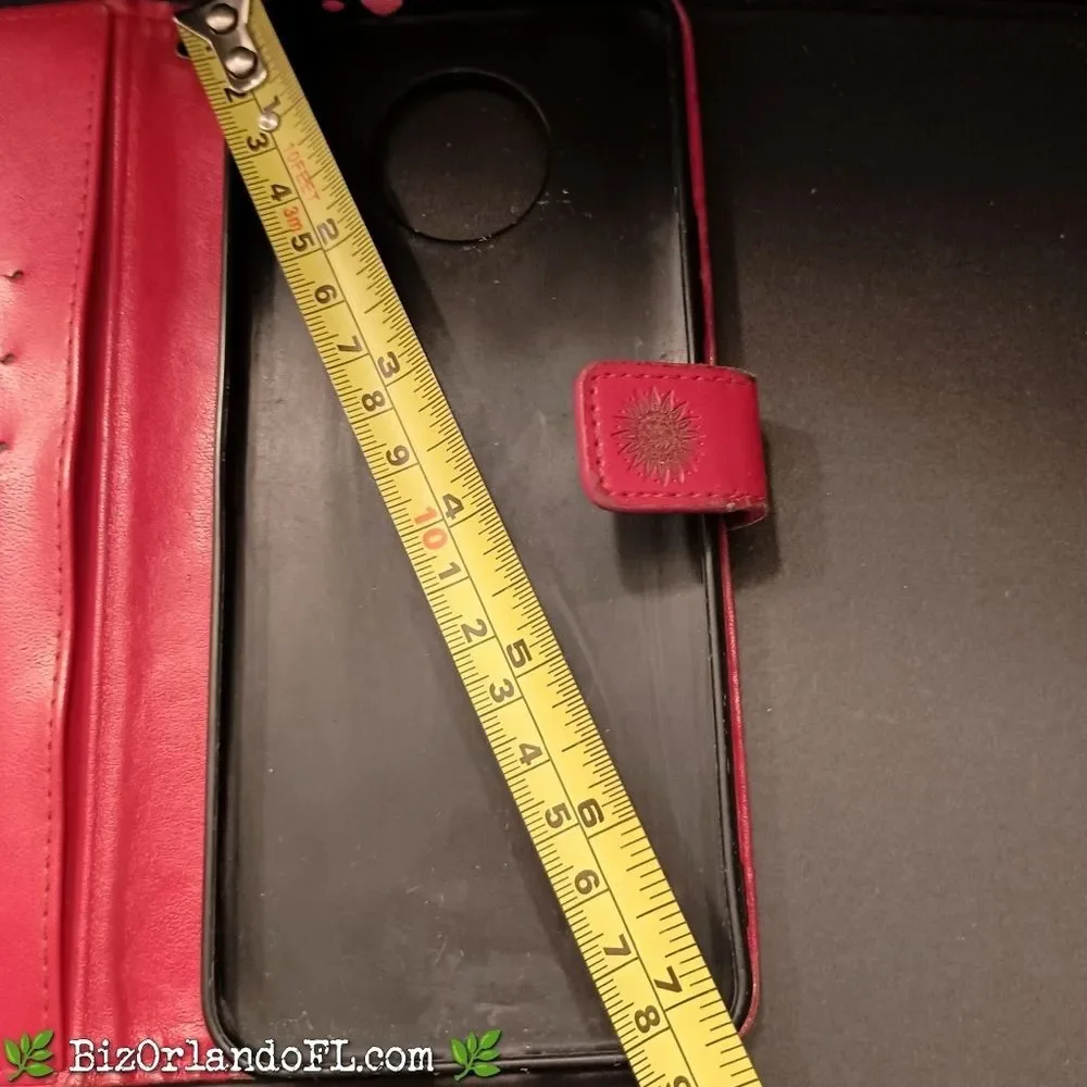 ELECTRONICS: Red Embossed Sunflower Wallet Case for Nokia G50 **GOOD CONDITION**